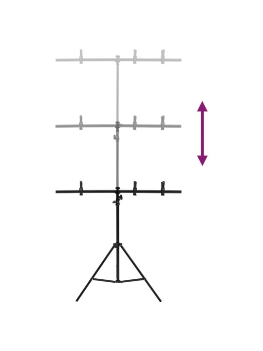 Stojan na fotopozadí ve tvaru T černý 91 x 60 x (70–200) cm