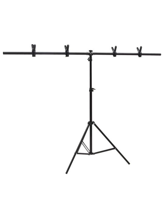 Stojan na fotopozadí ve tvaru T černý 151 x 60 x (70–200) cm