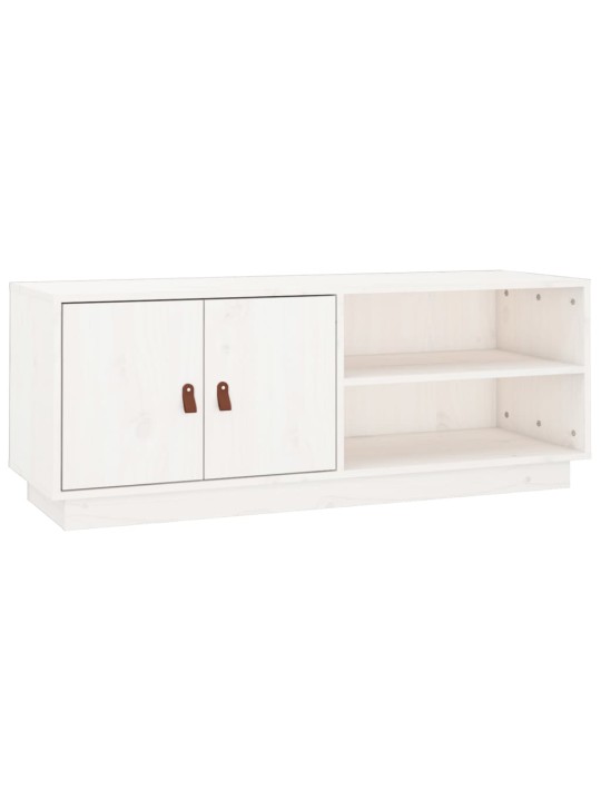 TV skříňka bílá 105 x 34 x 40 cm masivní borové dřevo