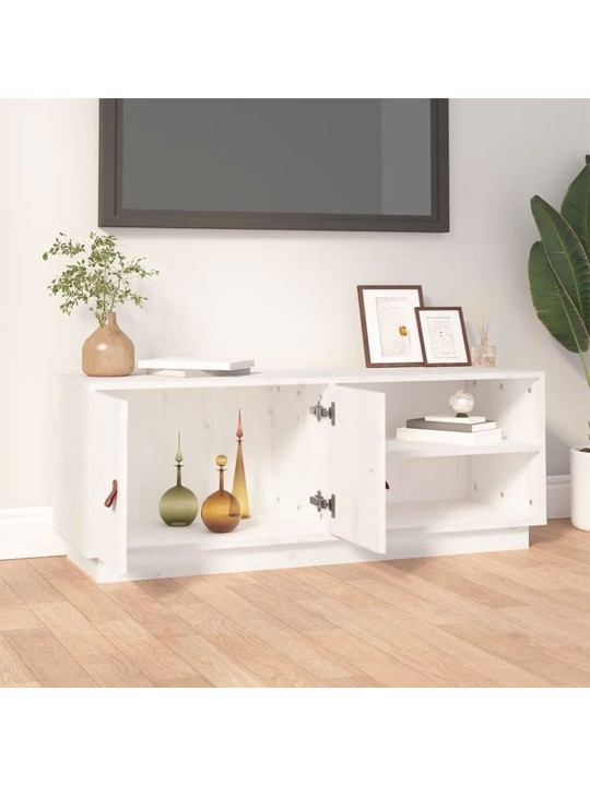 TV skříňka bílá 105 x 34 x 40 cm masivní borové dřevo