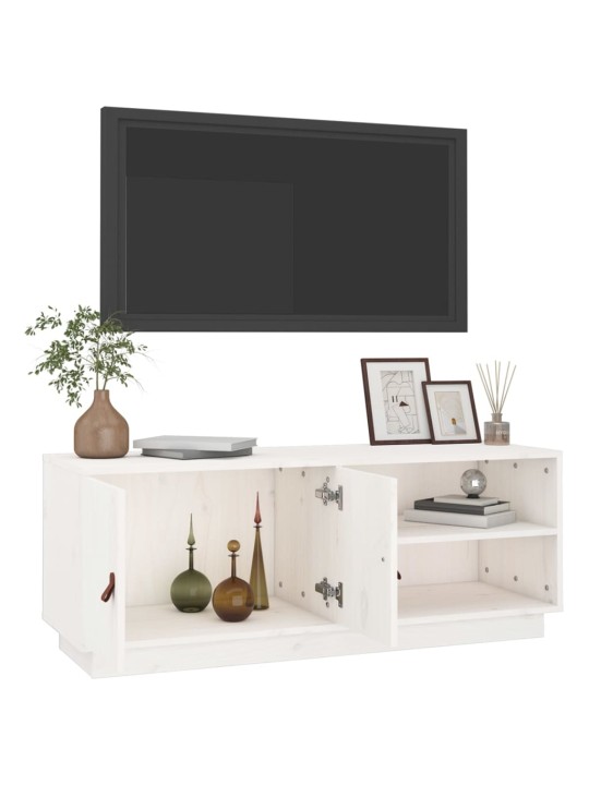 TV skříňka bílá 105 x 34 x 40 cm masivní borové dřevo