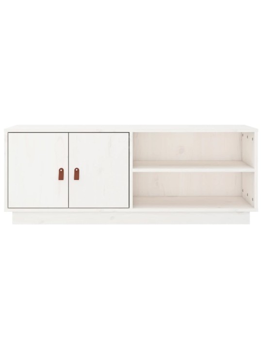 TV skříňka bílá 105 x 34 x 40 cm masivní borové dřevo