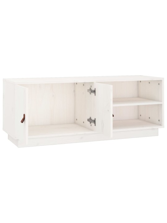 TV skříňka bílá 105 x 34 x 40 cm masivní borové dřevo