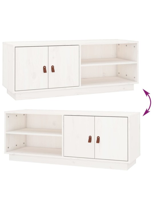 TV skříňka bílá 105 x 34 x 40 cm masivní borové dřevo