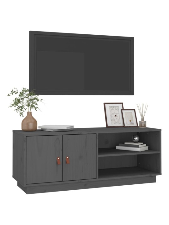 TV skříňka šedá 105 x 34 x 40 cm masivní borové dřevo