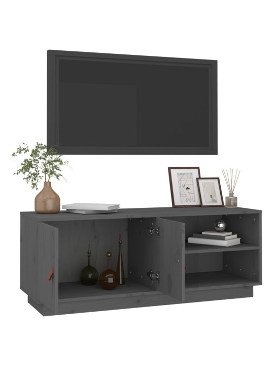 TV skříňka šedá 105 x 34 x 40 cm masivní borové dřevo