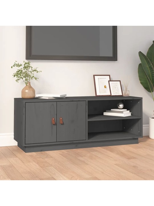 TV skříňka šedá 105 x 34 x 40 cm masivní borové dřevo