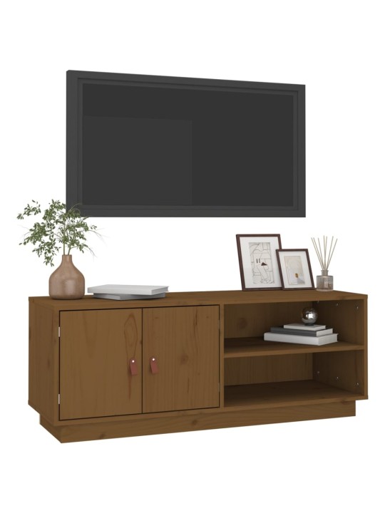 TV skříňka medově hnědá 105 x 34 x 40 cm masivní borové dřevo