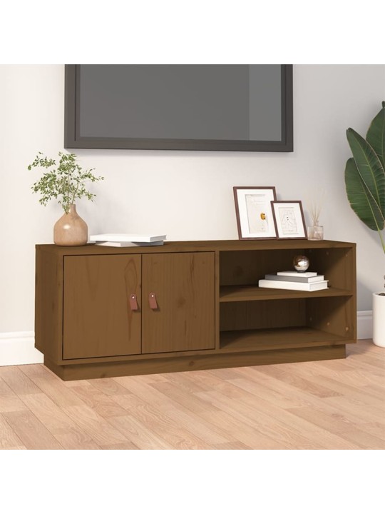 TV skříňka medově hnědá 105 x 34 x 40 cm masivní borové dřevo
