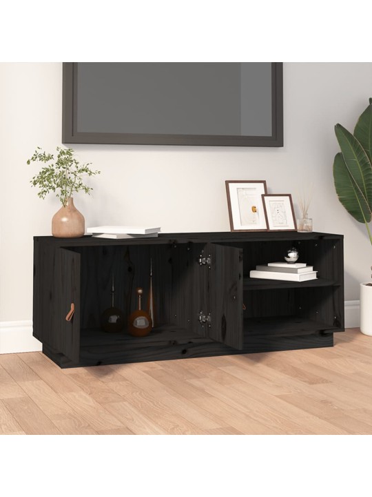 TV skříňka černá 105 x 34 x 40 cm masivní borové dřevo