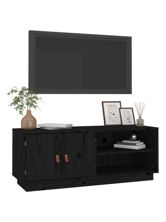 TV skříňka černá 105 x 34 x 40 cm masivní borové dřevo