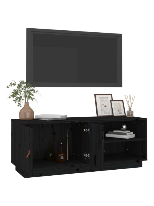 TV skříňka černá 105 x 34 x 40 cm masivní borové dřevo