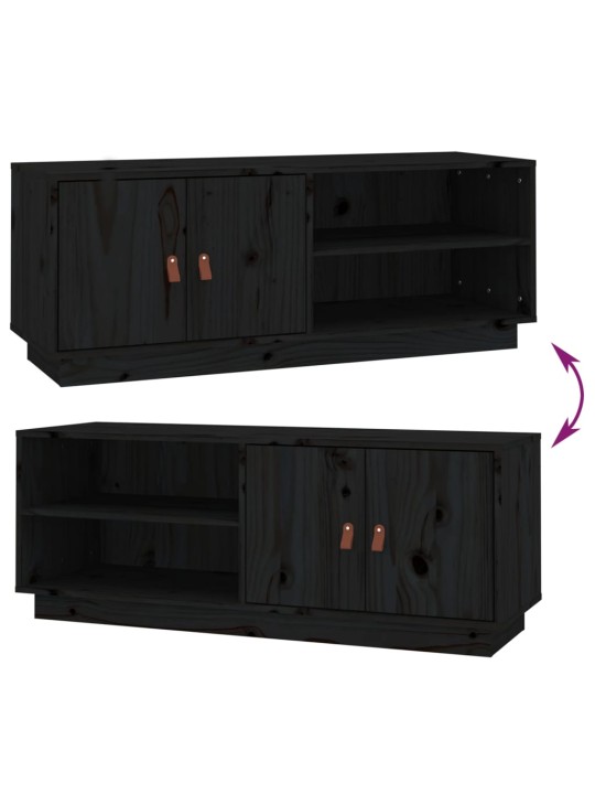 TV skříňka černá 105 x 34 x 40 cm masivní borové dřevo