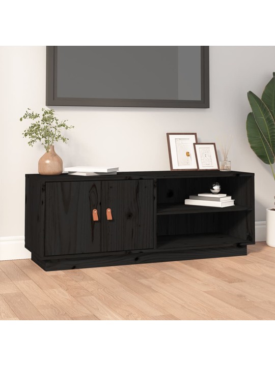 TV skříňka černá 105 x 34 x 40 cm masivní borové dřevo