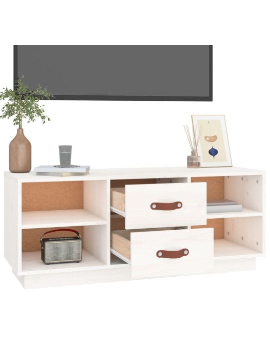 TV skříňka bílá 100 x 34 x 40 cm masivní borové dřevo
