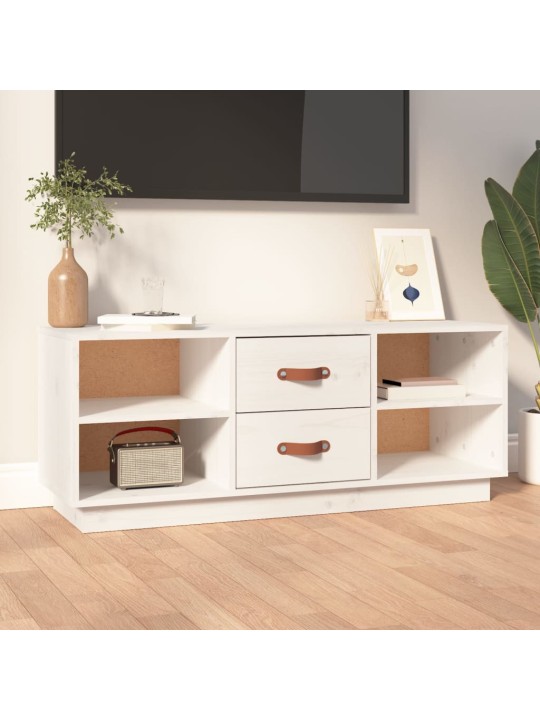 TV skříňka bílá 100 x 34 x 40 cm masivní borové dřevo