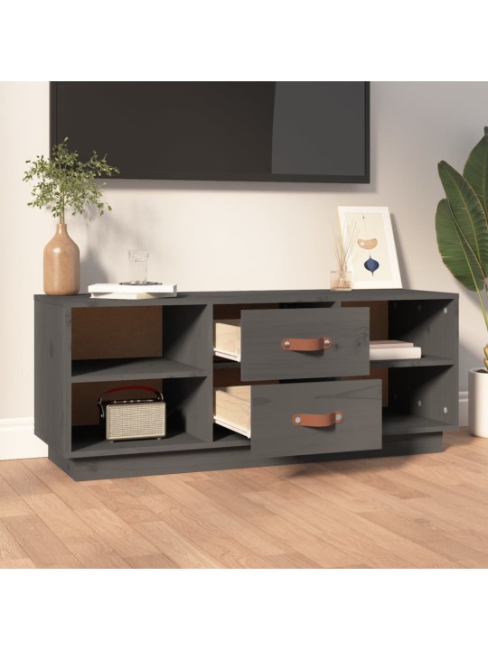 TV skříňka šedá 100 x 34 x 40 cm masivní borové dřevo