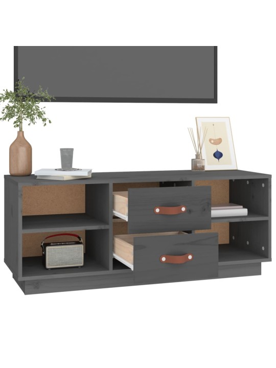 TV skříňka šedá 100 x 34 x 40 cm masivní borové dřevo