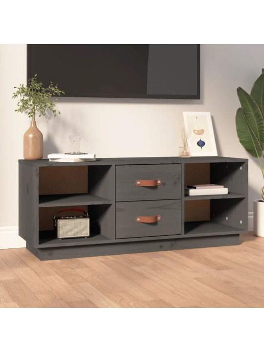 TV skříňka šedá 100 x 34 x 40 cm masivní borové dřevo