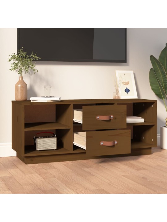 TV skříňka medově hnědá 100 x 34 x 40 cm masivní borové dřevo