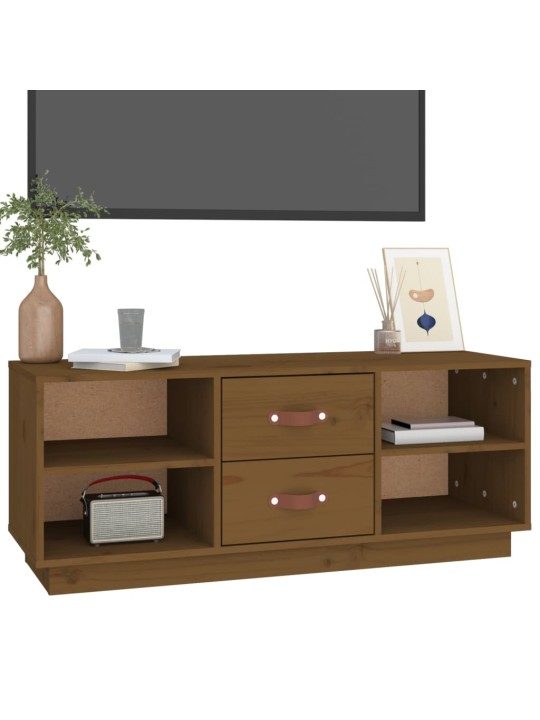 TV skříňka medově hnědá 100 x 34 x 40 cm masivní borové dřevo