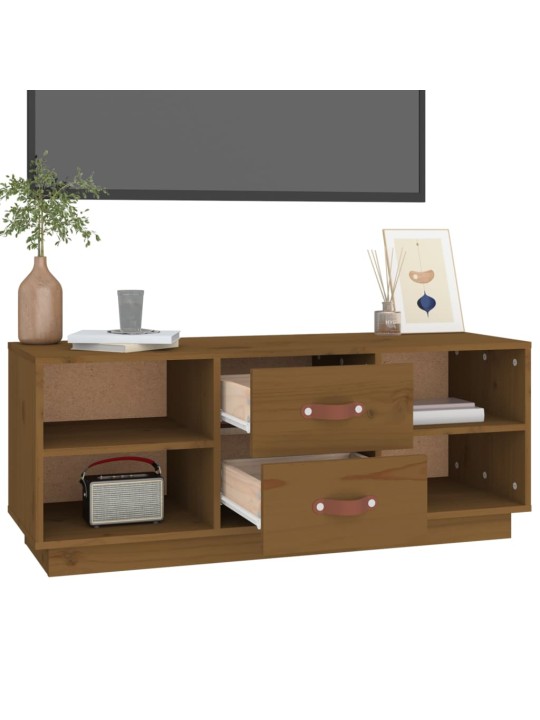 TV skříňka medově hnědá 100 x 34 x 40 cm masivní borové dřevo