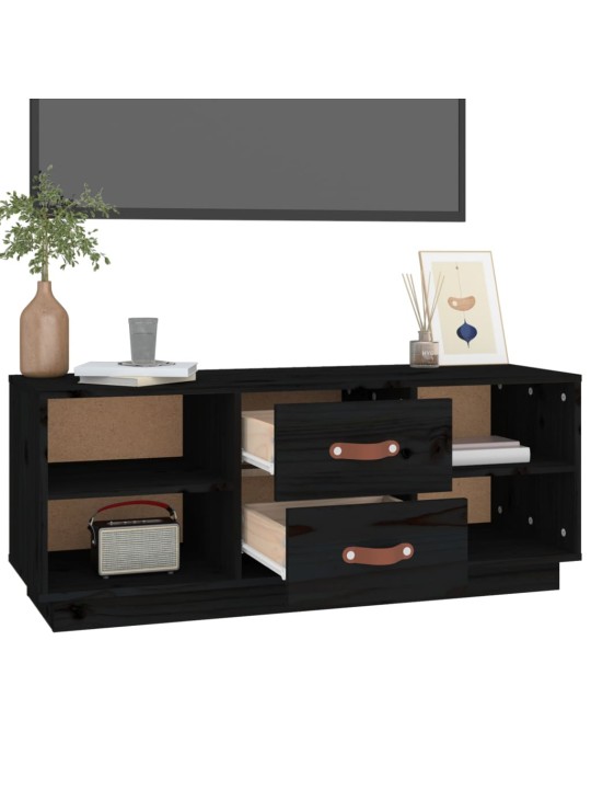 TV skříňka černá 100 x 34 x 40 cm masivní borové dřevo