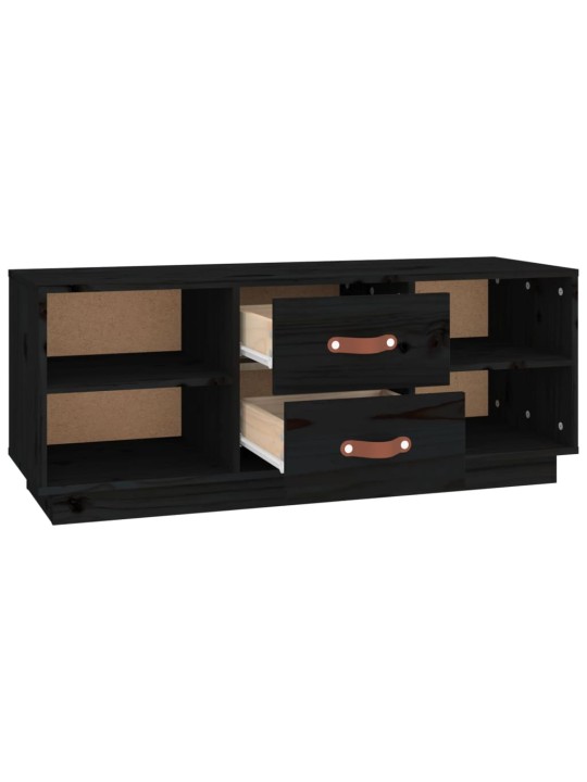TV skříňka černá 100 x 34 x 40 cm masivní borové dřevo