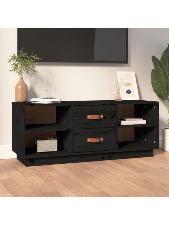 TV skříňka černá 100 x 34 x 40 cm masivní borové dřevo