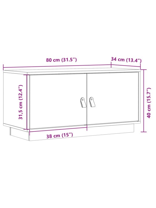 Tv skříňka 80 x 34 x 40 cm masivní borové dřevo