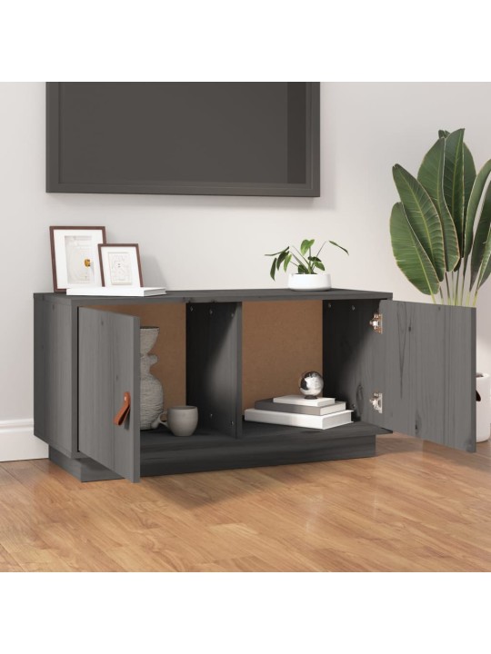 TV skříňka šedá 80 x 34 x 40 cm masivní borové dřevo
