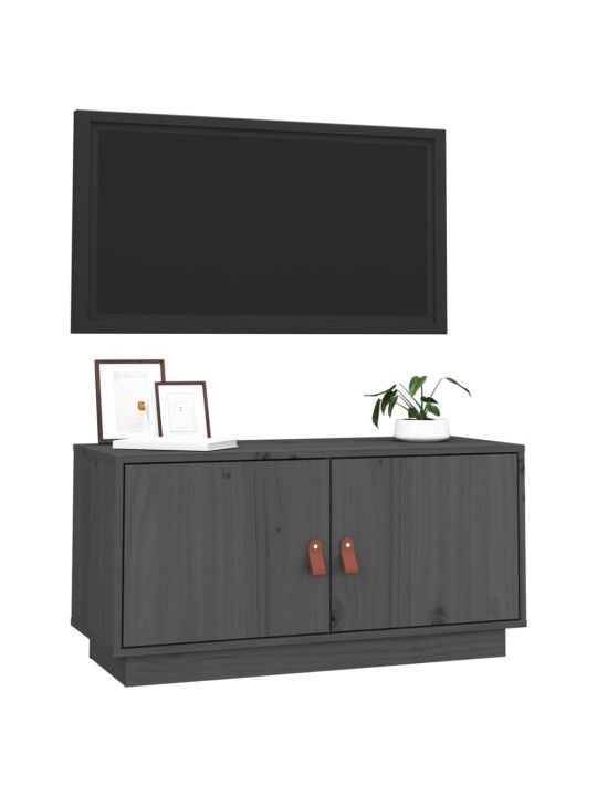TV skříňka šedá 80 x 34 x 40 cm masivní borové dřevo