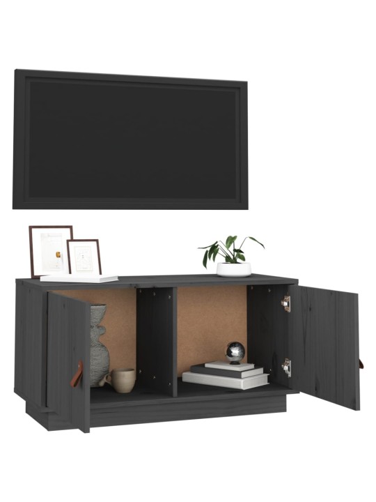 TV skříňka šedá 80 x 34 x 40 cm masivní borové dřevo