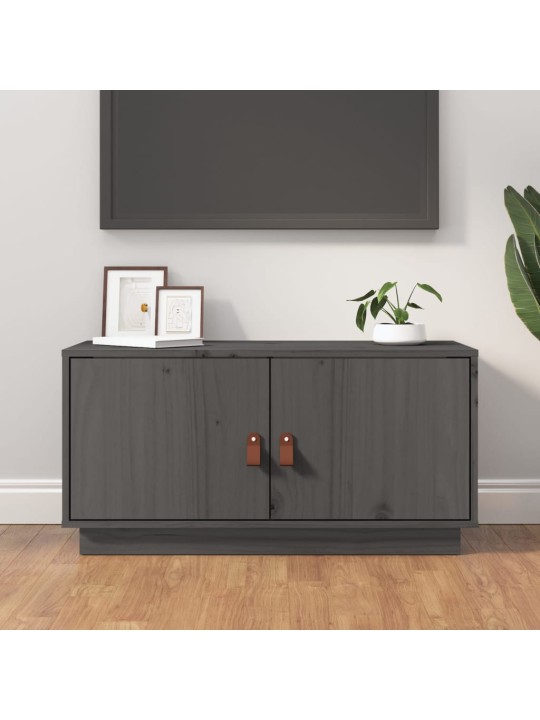 TV skříňka šedá 80 x 34 x 40 cm masivní borové dřevo