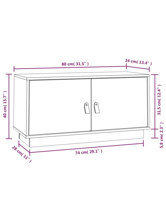 TV skříňka medově hnědá 80 x 34 x 40 cm masivní borové dřevo