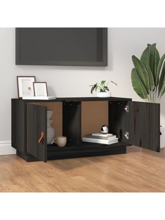 TV skříňka černá 80 x 34 x 40 cm masivní borové dřevo