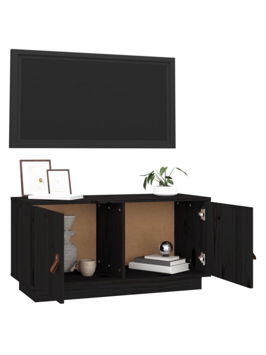 TV skříňka černá 80 x 34 x 40 cm masivní borové dřevo