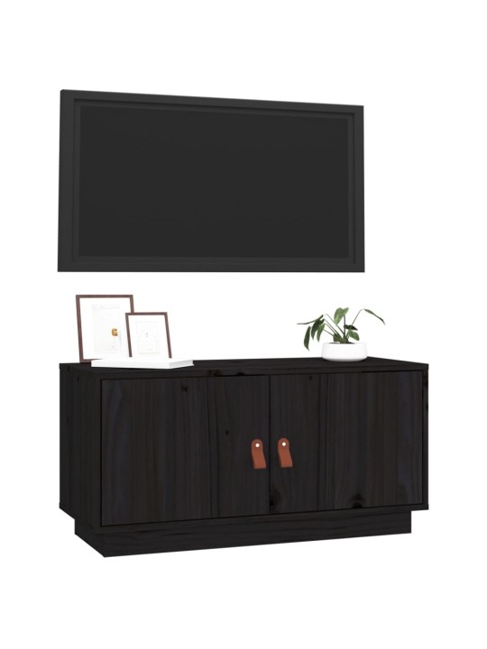 TV skříňka černá 80 x 34 x 40 cm masivní borové dřevo