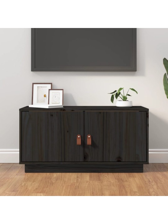 TV skříňka černá 80 x 34 x 40 cm masivní borové dřevo