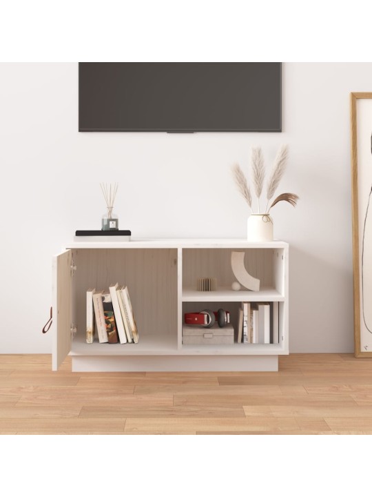 TV skříňka bílá 70 x 34 x 40 cm masivní borové dřevo