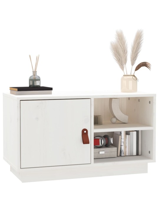TV skříňka bílá 70 x 34 x 40 cm masivní borové dřevo