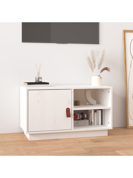TV skříňka bílá 70 x 34 x 40 cm masivní borové dřevo