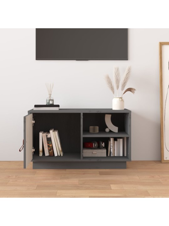TV skříňka šedá 70 x 34 x 40 cm masivní borové dřevo