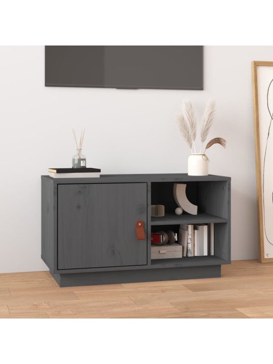 TV skříňka šedá 70 x 34 x 40 cm masivní borové dřevo