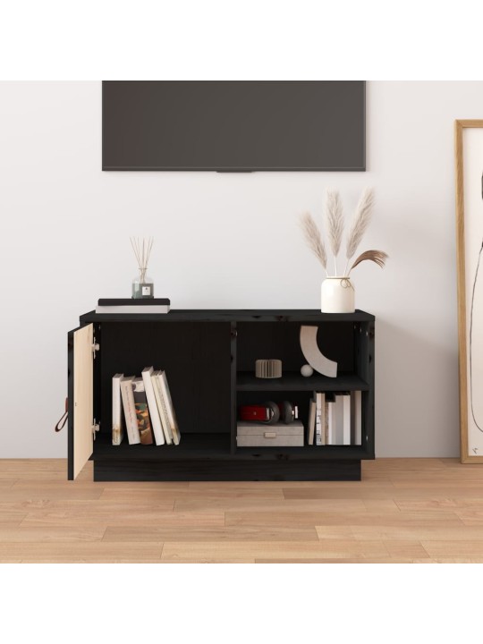 TV skříňka černá 70 x 34 x 40 cm masivní borové dřevo