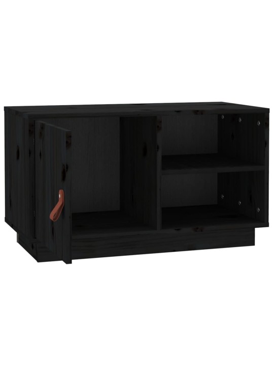 TV skříňka černá 70 x 34 x 40 cm masivní borové dřevo