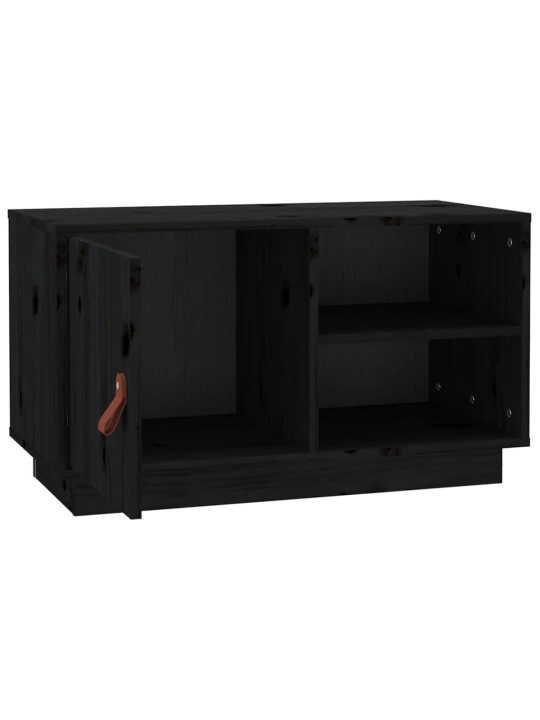 TV skříňka černá 70 x 34 x 40 cm masivní borové dřevo