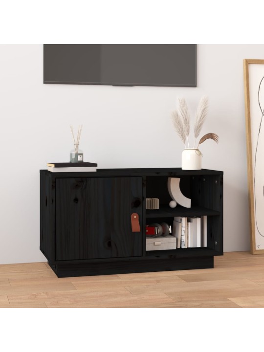 TV skříňka černá 70 x 34 x 40 cm masivní borové dřevo