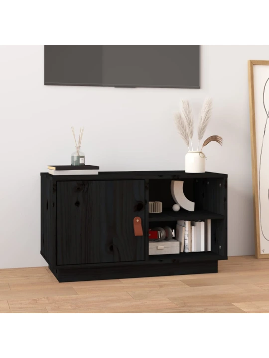 TV skříňka černá 70 x 34 x 40 cm masivní borové dřevo