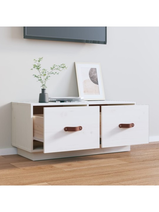 TV skříňka bílá 80 x 34 x 35 cm masivní borové dřevo